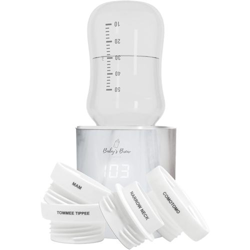 Baby's Brew Portable Bottle Warmer Pro - Milk Warmers for Breastmilk or Formula, Leak-Proof Design, Travel-Friendly, Cordless, Battery-Powered, 8-12 Hour Battery Life (Marble Adapter Set)