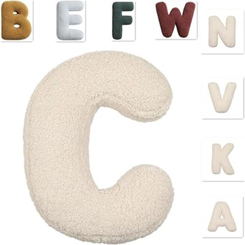 Letter Pillows,Monogram Pillow,Cute Soft Plush Letter Decorative Pillows Alphabet Throw Pillows Cushion for Living Room Sofa Couch Bed Car Decoration (C-1)