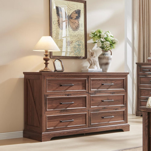 Lark Manor™ Ursula 52"W Farmhouse 6 Wide Drawer Dresser, Bedroom Chest of Drawers With Anti-Tip Design & Reviews | Wayfair