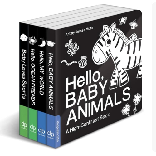 High Contrast Baby Book Set: 4 Board Books for Newborns