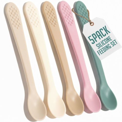 Baby Spoons - Infant Spoons First Stage – Pack of 5 Silicone Baby Spoon for Feeding - First Stage Baby Feeding Spoon Set Gum Friendly