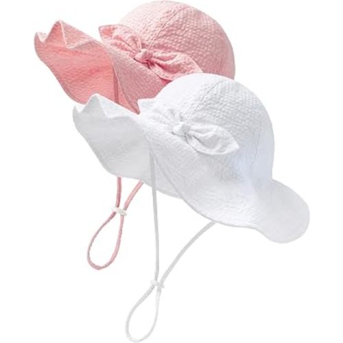 HONGTEYA Baby Sun Hat Toddler Girl Hats Infant Toddler Summer Bucket Beach Hat Wide Brim Sun Protection
