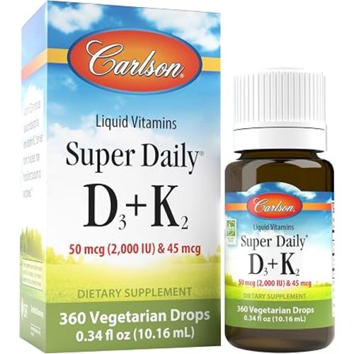 Carlson Super Daily D3 + K2, 50 mcg (2000 IU), 360 Drops (10.16 mL)