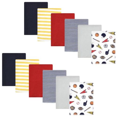 Hudson Baby Infant Boy Cotton Flannel Burp Cloths Bundle, Sports Fan, One Size