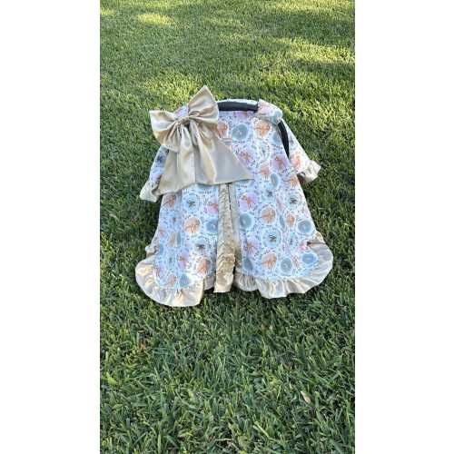 Bambi Baby Car Seat Canopy, Handmade Infant Carrier Cover, Neutral Nursery, Baby Shower Gift