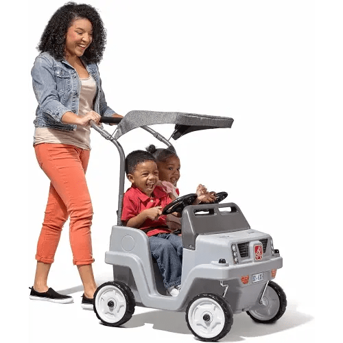 Step 2 Side-by-Side Push Around SUV Car for Kids, Easy Steer Double Rider Push Car, Toddlers Ages 1.5-5 Years Old, Ideal Stroller Substitute, Gray