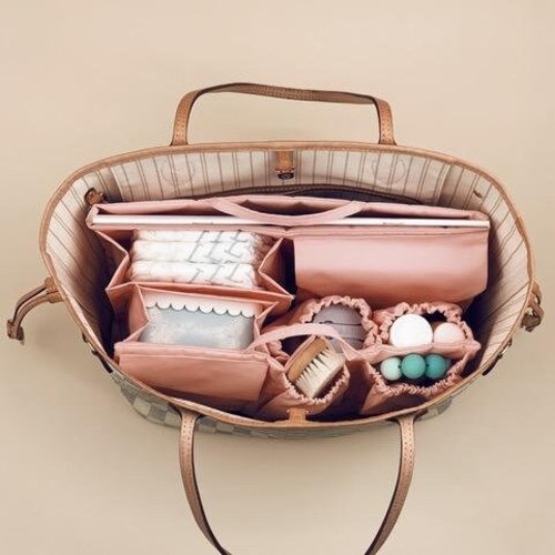 Lilibell Classic M Blossom Pink - Bag in Bag for Neverfull, Totebag and Shopper Handbag Organizer Inner Pockets, Washable and Flexible