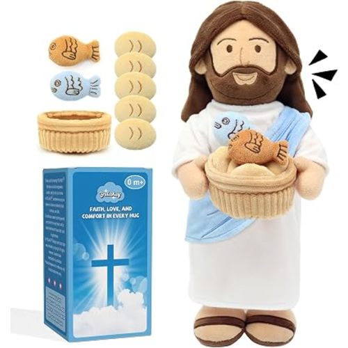 Yelakey Jesus Plush Doll for Kids,Christian Toy with Bible Verse Story Song