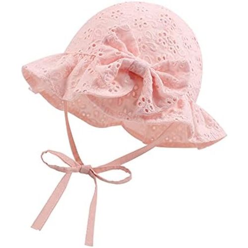 JANGANNSA Cotton Bow Baby Girls Hat Flower Infant Toddler Summer Sun Hat Breathable Girls Bucket Cap
