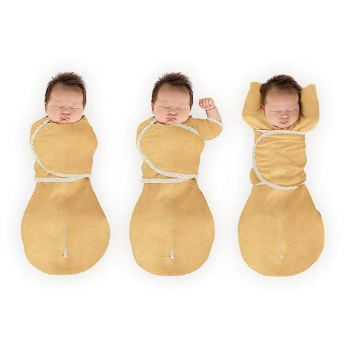 SwaddleDesigns 6-Way Omni Swaddle Sack Arms Up Swaddle for Newborn, More Options to Calm Startle Reflex, Improves Sleep, Easy Transition Baby Sleep Sack, Small, 0-3 Mo, 6-12 lbs, Heathered Gold