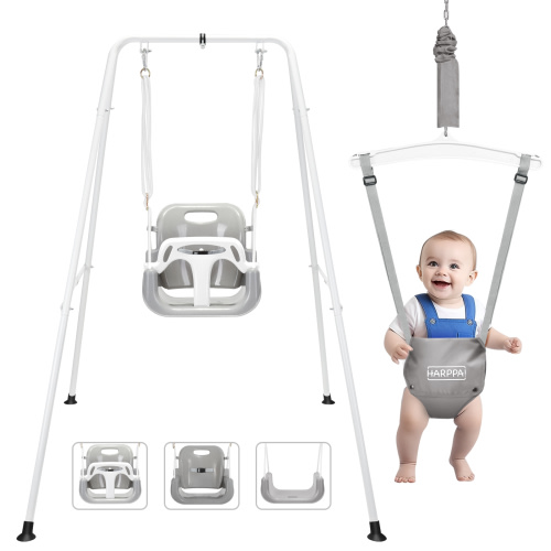 HARPPA 2 in 1 Toddler Swing Set and Baby Jumper, Indoor&Outdoor Playset for Baby to Toddler, Gray