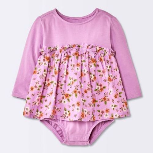Baby Girls' Floral Bubble Romper Dress - Cloud Island™ Purple 0-3M