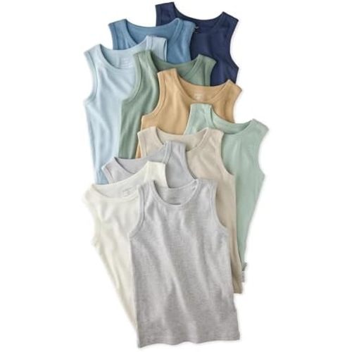 Butterblu Malone 10-Pack Toddler Tank Top Undershirts 100% Organic Cotton for Toddler Boys and Girls