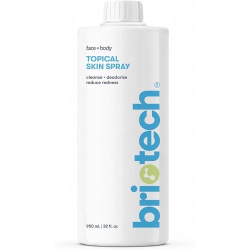 BRIOTECH Topical Skin Spray, Hypochlorous Acid for Sensitive Skin, HOCl Facial Mist, Full Body Support Against Irritation, Calm Redness, Soothe Foot & Scalp, 32 fl oz Refill (1 Pack)