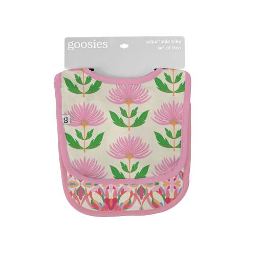 Bib Set - Pink Block Flower – Goosies