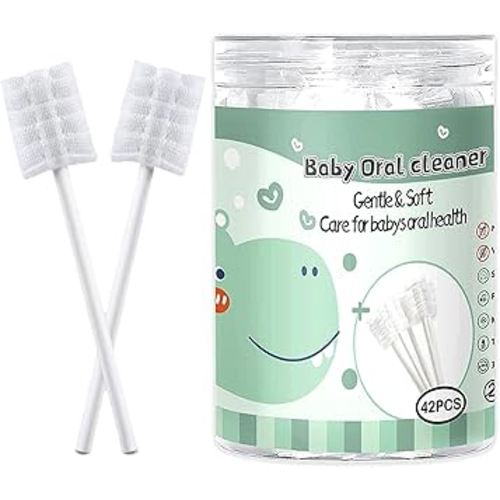 Mumoo Bear 42pc Baby Tongue Cleaner Gauze, Baby Toothbrush Disposable Oral Cleaner, Toddler Toothbrush for Tooth Mouth Gum Clean, Infant Toothbrush Oral Cleaning Stick, Baby Mouth Cleaner Newborn