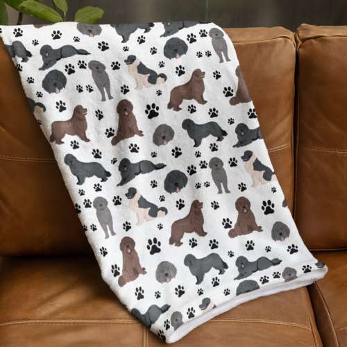 Newfoundland Blanket, Newfie Dog Mom Gift, Velveteen Plush, Sherpa Fleece, Couch Throw, Pet Bedding, New Puppy Present, Bedroom Home Decor,