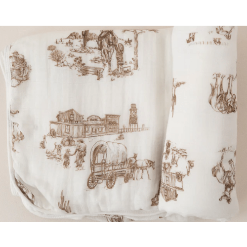 Western Toile Bamboo Baby Blanket