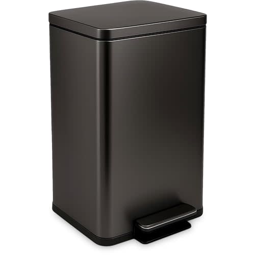 Simpli-Magic 13.2 Gallon (50L) Step Trash Can – Kitchen Garbage Can with Slow-Close Lid – Odor Control, Hands-Free, Easy to Clean, Brushed Stainless Steel