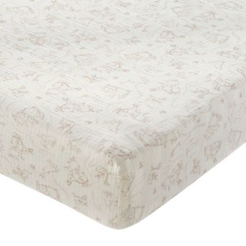 Lambs & Ivy Signature Organic Cotton Muslin Bunny Fitted Crib/Toddler Sheet