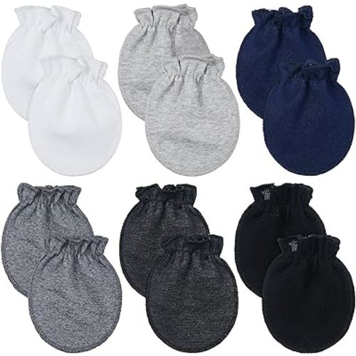 Syhood 6 Pairs Newborn Baby Mittens Cotton No Scratch Infant Gloves Mitten for Baby 0-6 Months Boys Girls
