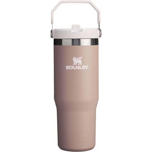 Stanley IceFlow Flip Straw Tumbler with Handle 30 oz | Twist On Lid and Flip Up Straw | Leak Resistant Water Bottle | Insulated Stainless Steel |BPA-Free | Almond Rose