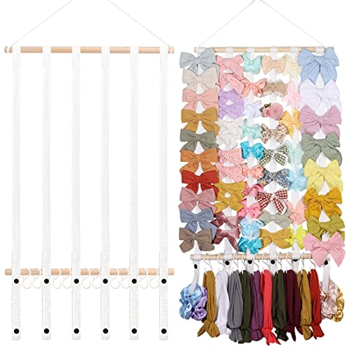 OAOLEER Hair Bow Holder Organizer for Girls,Hair Clips Headband Organizer Storage Wall Hanging Home Decor for Girls Room (1Pcs White 20Inch)