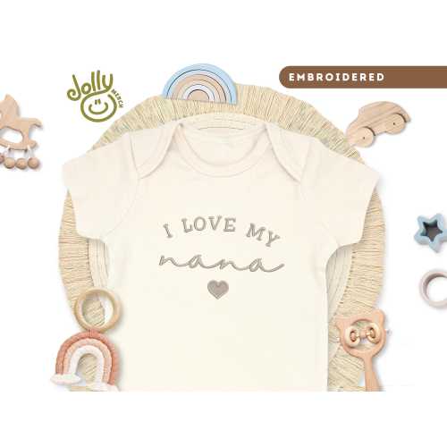 Embroidered I Love My Nana ONESIES® Brand Bodysuit, Pregnancy Announcement ONESIE® Bodysuit, I Love My Grandma Baby Bodysuit, Grandma Gift