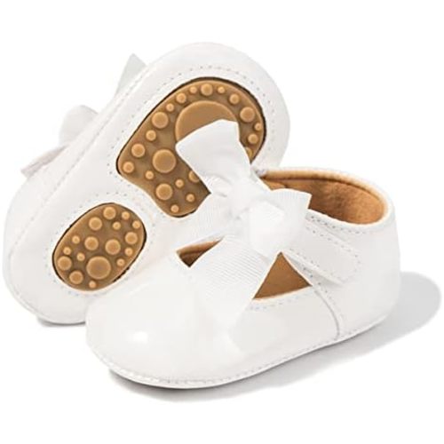 KIDSUN Infant Baby Girls Mary Jane Shoes Soft Sole Ballet Slippers Bow Princess Newborn Dress Wedding Flat Shoes