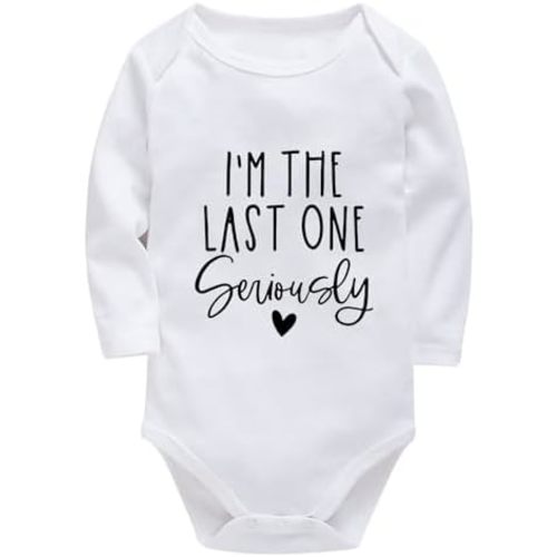 I'm The Last One Seriously Newborn Romper Unisex Long Sleeve Cute Newborn Boy Outfits White Baby Boy Coming Home