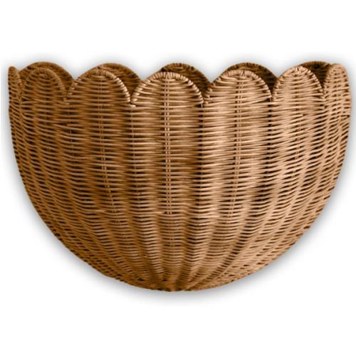 BEBE BASK Scalloped Wicker Wall Basket - The Original - Hand Woven Basket - Scalloped Décor Wall Hanging Baskets -16" x 10" x 7"In - Hanging Wall Basket (Natural)