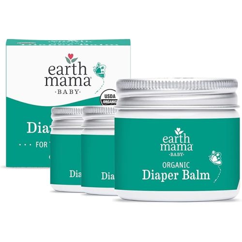 Earth Mama Organic Diaper Balm 2-Ounce | Diaper Cream for Baby | EWG Verified, Petroleum & Artificial Fragrance-Free with Calendula for Sensitive Skin (3-Pack)