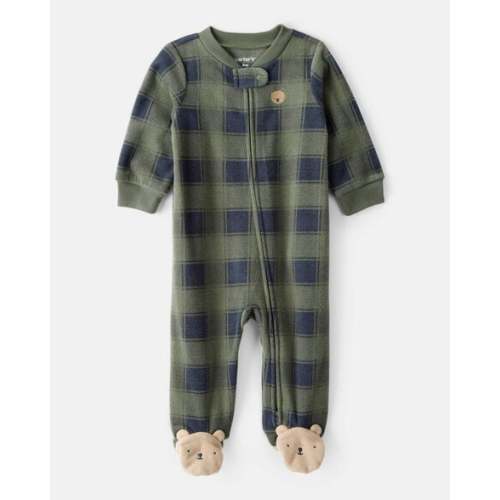Baby Boy Bear Plaid Print Loose Fit Long-Sleeve Sleep & Play Pajamas - Green - Carter's | Carter's