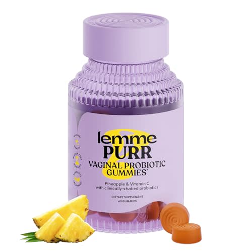 Lemme Purr Vaginal Probiotic Gummies for Women - Balanced pH, Healthy Odor, Yeast Balance & Flora Support + Vitamin C for Immune Health - Tasty Pineapple (60 Count)