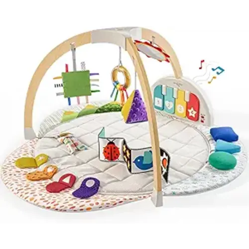 Little Acorn, Montessori Inspired Wooden Kick & Play Baby Gym | Musical Piano | Tummy Time Activity Center | Play Mat for Newborns & Infants | Toys for Ages 0-6+ Months