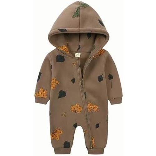 Baby Kids Onesie Outfit Newborn Cotton Romper Zipper Hooded Warm Jumpsuit Outwear Infant Boy Girl 0-24Months