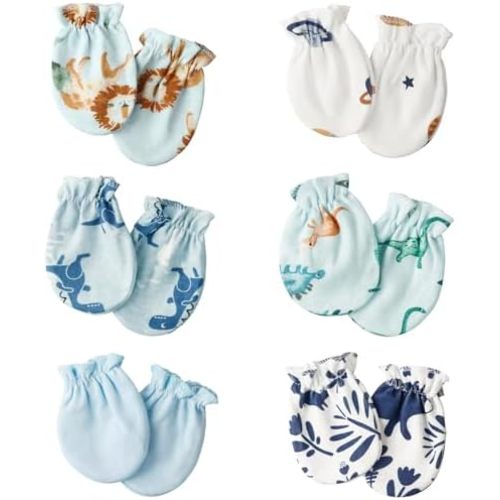 Baby Mittens 0-6 Months No Scratch 100% Cotton Gloves for Newborn Boys Girls