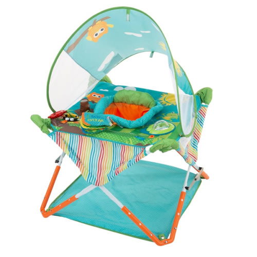 Bright Starts, Pop 'N Jump SE Portable Baby Activity Center, Indoor Outdoor Use, Lightweight, Carrying Bag, Canopy, 6-12 Months (Sweets)