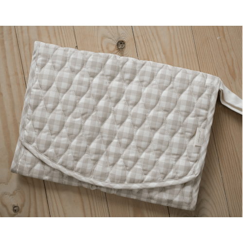 Portable Changing Pad - Beige Gingham