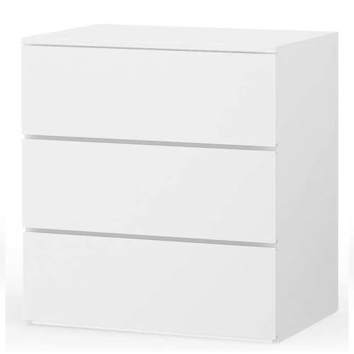 Capri White 3 Drawer Dresser, Modern Nightstand, Storage Wide Chest of Drawer, Wooden Storage Cabinet Bedside for Adults, Bedroom Living Room Furniture