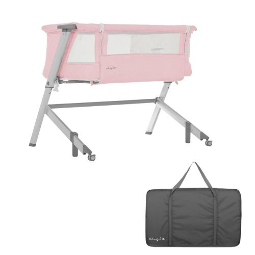 Dream On Me Skylar Bassinet and Beside Sleeper in Pink, Lightweight and Portable Baby Bassinet, Five Position Adjustable Height, Easy to Fold and Carry Travel Bassinet, JPMA Certified