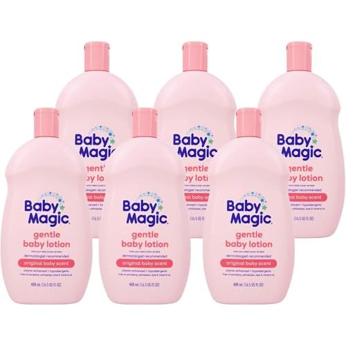 Baby Magic Gentle Baby Lotion | 16.5 Fl Oz (Pack of 6) | Vitamins & Aloe, Pink (705544), Original Baby Scent