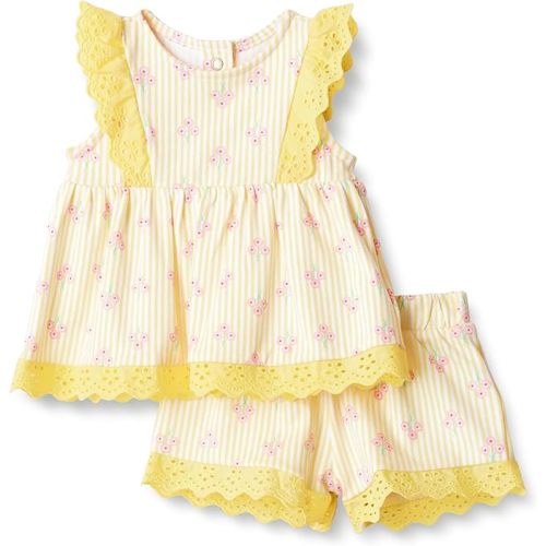 Amazon Essentials x Sofia Grainge Toddlers and Baby Girls' Cotton Eyelet Top & Shorts Play Set, Multipacks