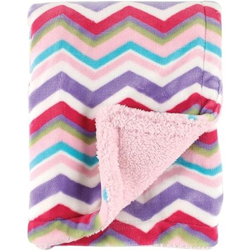Hudson Baby Unisex Baby Plush Mink and Sherpa Blanket, Pink, One Size