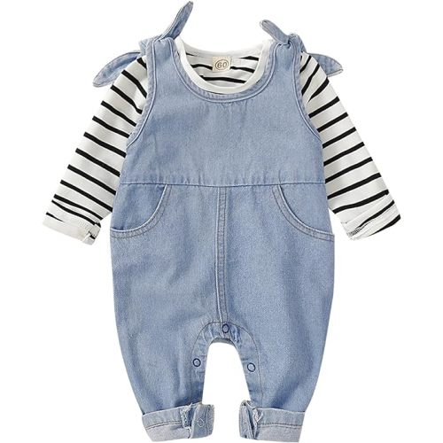 Saeaby Toddler Infant Baby Clothes Girls Jeans Jumpsuit Romper Denim Overalls Jeans Baby Girls Clothes Outfits