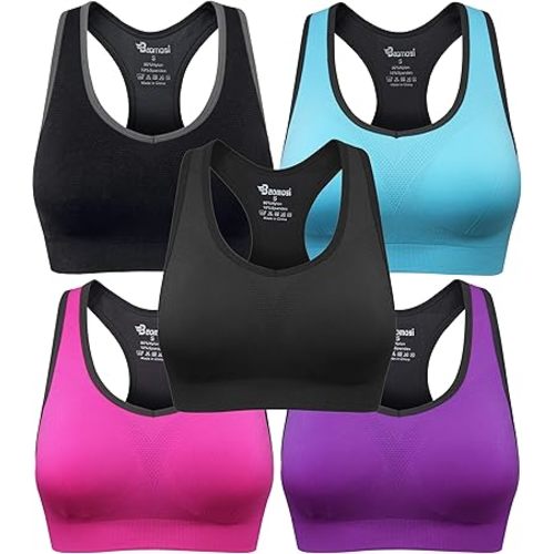 Women's Seamless Racerback Sports Bra High Impact Support Yoga Gym Workout Fitness