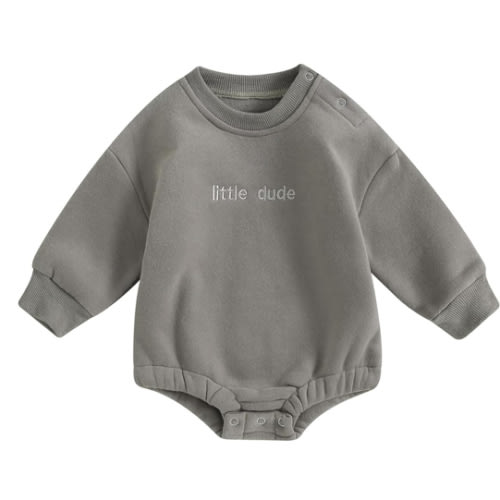 VISGOGO Newborn Infant Baby Boy Girls Oversized Romper Little Dude Sweater Onesie Coming Home Outfit Neutral Clothes