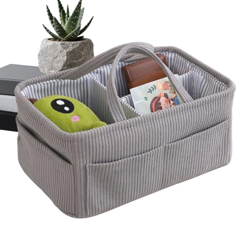 Kids Diaper Organizer - with Compartments Corduroy | Diaper Holder Nursery Organizer Bag,for Wipes Milk Bottle Boys Girls Home Bedside Desk Car Trunk