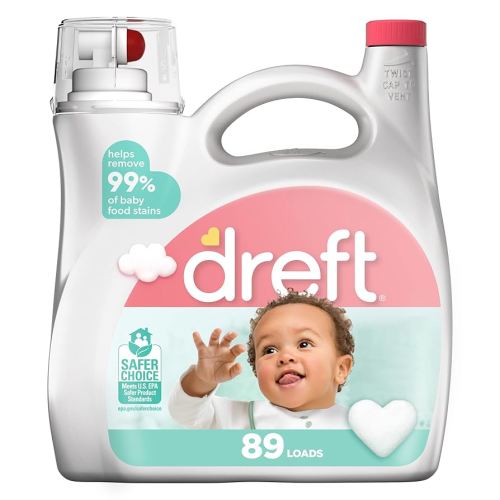 Dreft Stage 2: Active Baby Liquid Laundry Detergent, 89 Loads, 128 Fl Oz, Helps Remove 99% Of Baby Food Stains