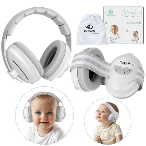 BEBOAN 2-in-1 Baby Ear Muffs Noise Protection for 0-36 Months, Noise Cancelling Headphones for Infant, Newborn Ear Protection for Airplane Travel, Toddler Sound Proof